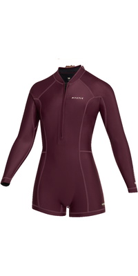 2026 Mystic Womens Lunar 2/2mm Front Zip Long Sleeve Shorty Wetsuit 35000.260070 - Oxblood Red